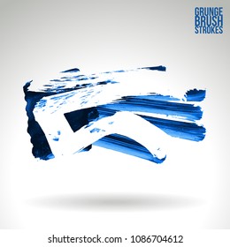 Blue brush stroke and texture. Grunge vector abstract hand - painted element. Underline and border design.