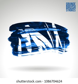 Blue brush stroke and texture. Grunge vector abstract hand - painted element. Underline and border design.