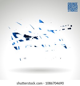 Blue brush stroke and texture. Grunge vector abstract hand - painted element. Underline and border design.