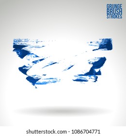 Blue brush stroke and texture. Grunge vector abstract hand - painted element. Underline and border design.