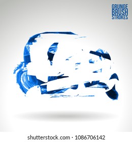 Blue brush stroke and texture. Grunge vector abstract hand - painted element. Underline and border design.