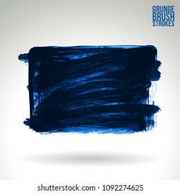 Blue brush stroke and texture. Grunge vector abstract hand - painted element. Underline and border design.