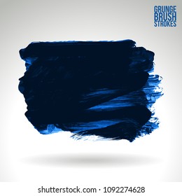 Blue brush stroke and texture. Grunge vector abstract hand - painted element. Underline and border design.