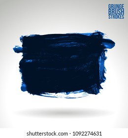 Blue brush stroke and texture. Grunge vector abstract hand - painted element. Underline and border design.