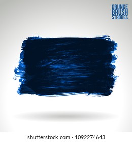 Blue brush stroke and texture. Grunge vector abstract hand - painted element. Underline and border design.