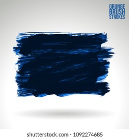 Blue brush stroke and texture. Grunge vector abstract hand - painted element. Underline and border design.