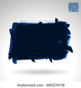 Blue brush stroke and texture. Grunge vector abstract hand - painted element. Underline and border design.
