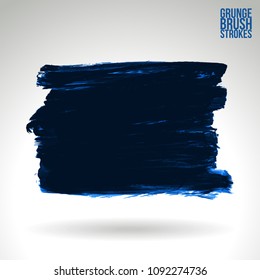 Blue brush stroke and texture. Grunge vector abstract hand - painted element. Underline and border design.