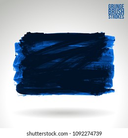 Blue brush stroke and texture. Grunge vector abstract hand - painted element. Underline and border design.