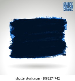 Blue brush stroke and texture. Grunge vector abstract hand - painted element. Underline and border design.