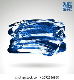 Blue brush stroke and texture. Grunge vector abstract hand - painted element. Underline and border design.