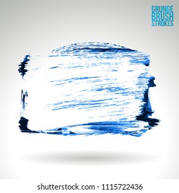 Blue brush stroke and texture. Grunge vector abstract hand - painted element. Underline and border design.