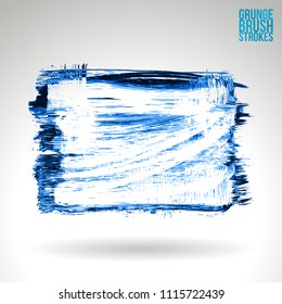 Blue brush stroke and texture. Grunge vector abstract hand - painted element. Underline and border design.