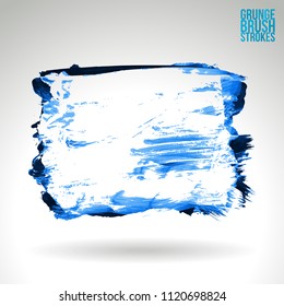 Blue brush stroke and texture. Grunge vector abstract hand - painted element. Underline and border design.