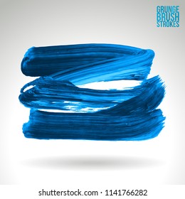 Blauer Pinselstrich und Textur. farbige, abstrakte, farbige Vektorgrafik - lackiertes Element. Unterstreichen und Grenzdesign.