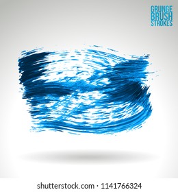 Blue brush stroke and texture. Grunge vector abstract hand - painted element. Underline and border design.