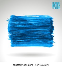 Blue brush stroke and texture. Grunge vector abstract hand - painted element. Underline and border design.