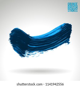 Blue brush stroke and texture. Grunge vector abstract hand - painted element. Underline and border design.