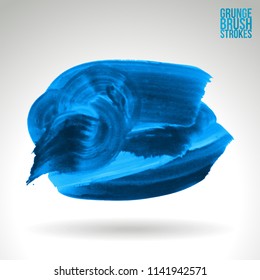Blue brush stroke and texture. Grunge vector abstract hand - painted element. Underline and border design.