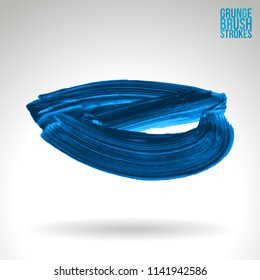 Blue brush stroke and texture. Grunge vector abstract hand - painted element. Underline and border design.