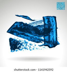 Blue brush stroke and texture. Grunge vector abstract hand - painted element. Underline and border design.