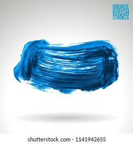 Blue brush stroke and texture. Grunge vector abstract hand - painted element. Underline and border design.
