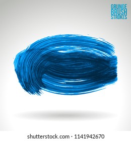 Blue brush stroke and texture. Grunge vector abstract hand - painted element. Underline and border design.