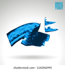 Blue brush stroke and texture. Grunge vector abstract hand - painted element. Underline and border design.