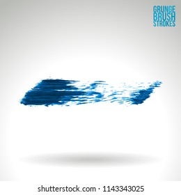 Blue brush stroke and texture. Grunge vector abstract hand - painted element. Underline and border design.