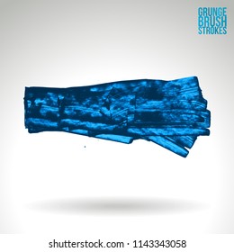 Blue brush stroke and texture. Grunge vector abstract hand - painted element. Underline and border design.