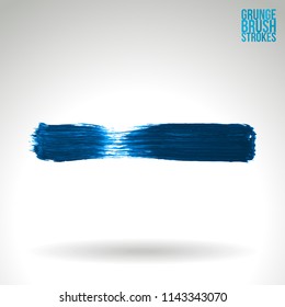 Blue brush stroke and texture. Grunge vector abstract hand - painted element. Underline and border design.