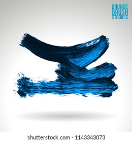 Blue brush stroke and texture. Grunge vector abstract hand - painted element. Underline and border design.