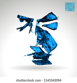 Blue brush stroke and texture. Grunge vector abstract hand - painted element. Underline and border design.