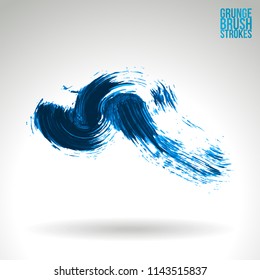 Blue brush stroke and texture. Grunge vector abstract hand - painted element. Underline and border design.