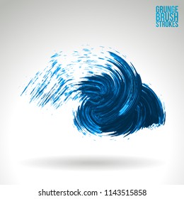 Blue brush stroke and texture. Grunge vector abstract hand - painted element. Underline and border design.