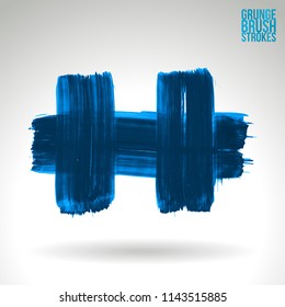 Blue brush stroke and texture. Grunge vector abstract hand - painted element. Underline and border design.