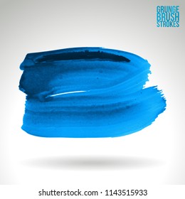 Blue brush stroke and texture. Grunge vector abstract hand - painted element. Underline and border design.