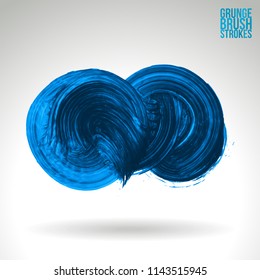 Blue brush stroke and texture. Grunge vector abstract hand - painted element. Underline and border design.