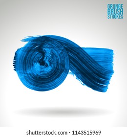 Blue brush stroke and texture. Grunge vector abstract hand - painted element. Underline and border design.