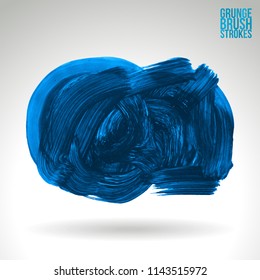 Blue brush stroke and texture. Grunge vector abstract hand - painted element. Underline and border design.