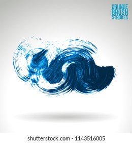 Blue brush stroke and texture. Grunge vector abstract hand - painted element. Underline and border design.