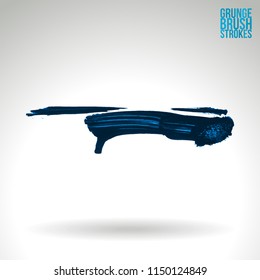Blue brush stroke and texture. Grunge vector abstract hand - painted element. Underline and border design.