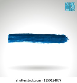 Blue brush stroke and texture. Grunge vector abstract hand - painted element. Underline and border design.