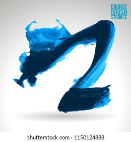 Blue brush stroke and texture. Grunge vector abstract hand - painted element. Underline and border design.