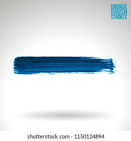 Blue brush stroke and texture. Grunge vector abstract hand - painted element. Underline and border design.