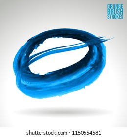 Blue brush stroke and texture. Grunge vector abstract hand - painted element. Underline and border design.