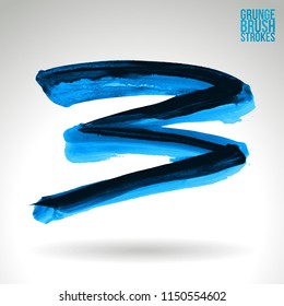 Blue brush stroke and texture. Grunge vector abstract hand - painted element. Underline and border design.