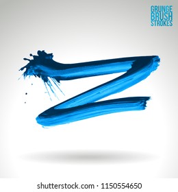 Blue brush stroke and texture. Grunge vector abstract hand - painted element. Underline and border design.