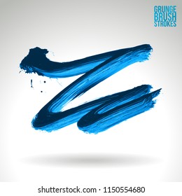 Blue brush stroke and texture. Grunge vector abstract hand - painted element. Underline and border design.