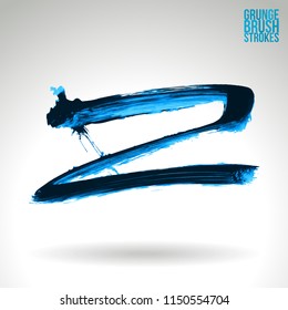 Blue brush stroke and texture. Grunge vector abstract hand - painted element. Underline and border design.